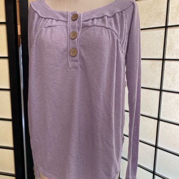 NWT Free People Waffle Knit Henley - Picture 6 of 6